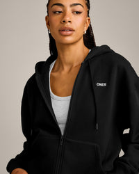 Foundations Cosy Zip Through Hoodie | Black