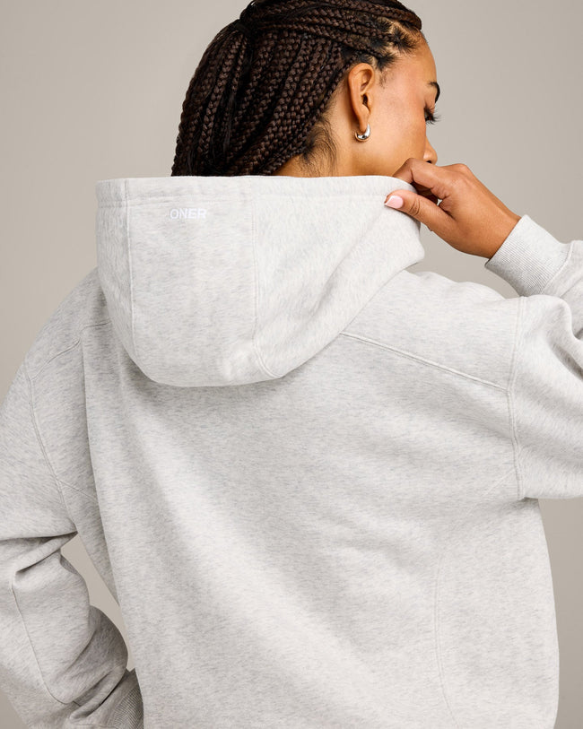 Foundations Cosy Zip Through Hoodie | Light Grey Marl