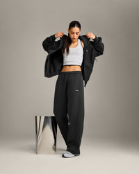 Foundations Cosy Zip Through Hoodie | Soft Black