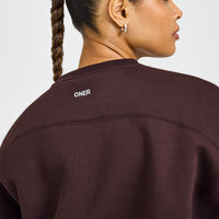 Foundations Crew Neck Sweatshirt with Grey Logo | Plum Brown