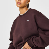 Foundations Crew Neck Sweatshirt with Grey Logo | Plum Brown