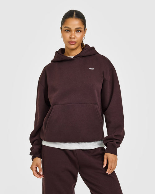 Oner Modal Foundations Hoodie with Grey Logo | Plum Brown