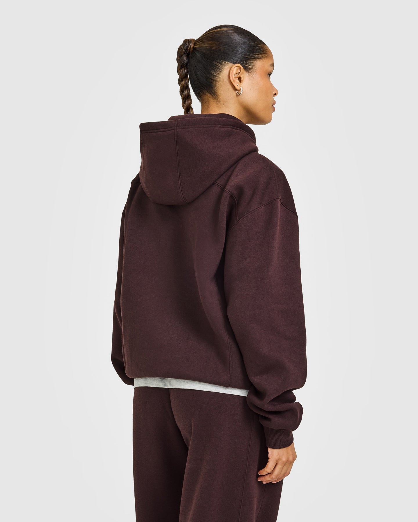 Foundations Hoodie with Grey Logo | Plum Brown