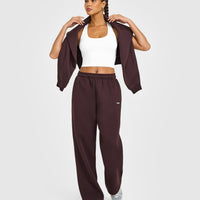 Foundations Straight Leg Joggers with Grey Logo | Plum Brown