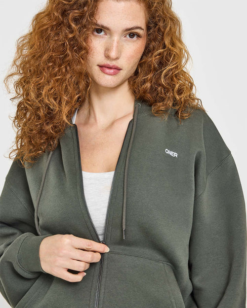 Foundations Zip Up Hoodie | Dark Khaki