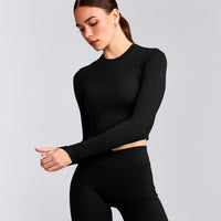 Mellow™ Motion Crew Neck Long Sleeve Mid Top | Black