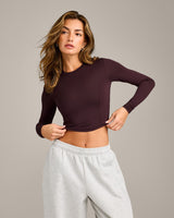 Mellow™ Motion Crew Neck Long Sleeve Mid Top | Plum Brown
