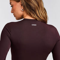 Mellow™ Motion Crew Neck Long Sleeve Mid Top | Plum Brown