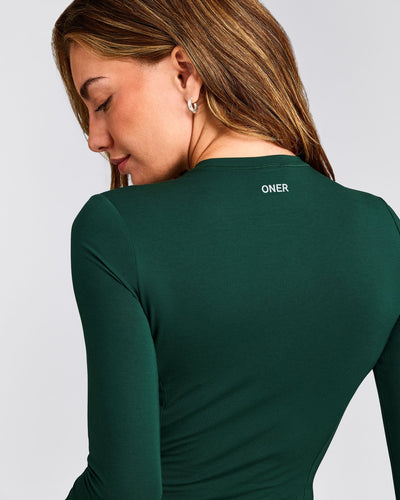 Mellow™ Motion Crew Neck Long Sleeve Mid Top | Racing Green