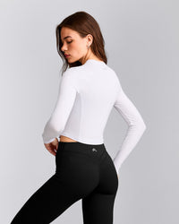 Mellow™ Motion Crew Neck Long Sleeve Mid Top | White