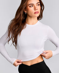 Mellow™ Motion Crew Neck Long Sleeve Mid Top | White