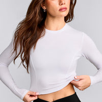 Mellow™ Motion Crew Neck Long Sleeve Mid Top | White