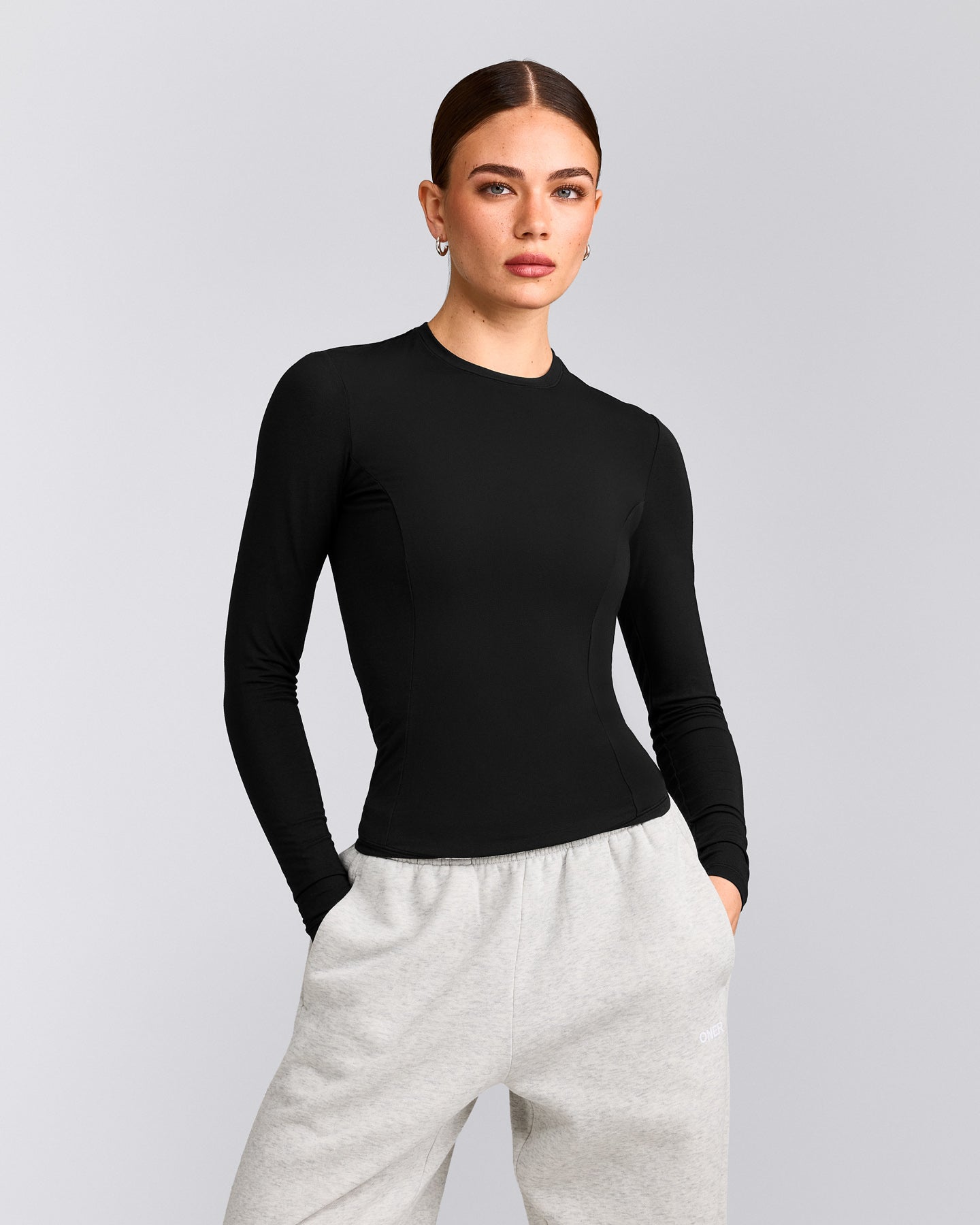 Mellow™ Motion Crew Neck Long Sleeve Top | Black