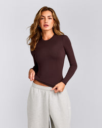 Mellow™ Motion Crew Neck Long Sleeve Top | Plum Brown
