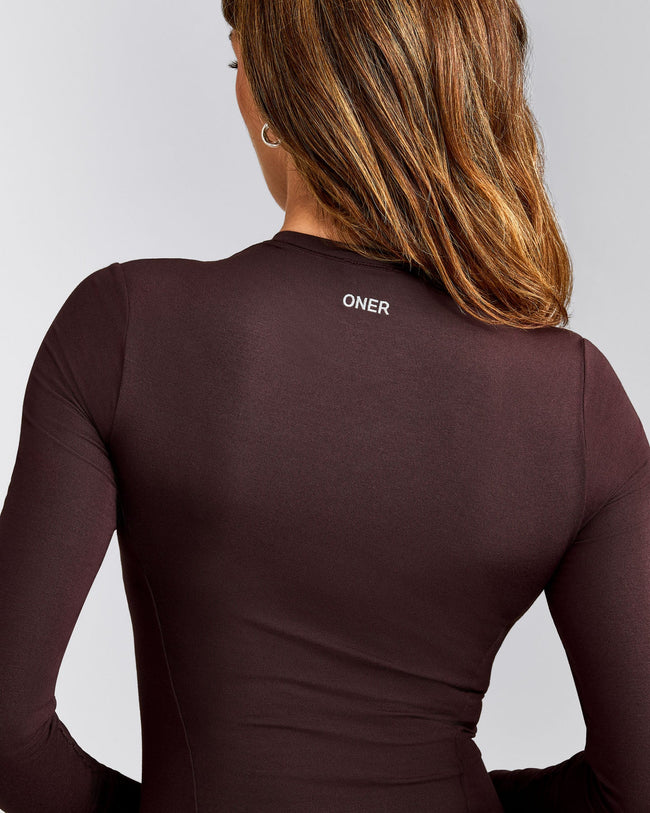 Mellow™ Motion Crew Neck Long Sleeve Top | Plum Brown