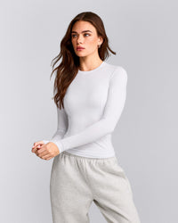 Mellow™ Motion Crew Neck Long Sleeve Top | White