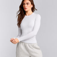 Mellow™ Motion Crew Neck Long Sleeve Top | White