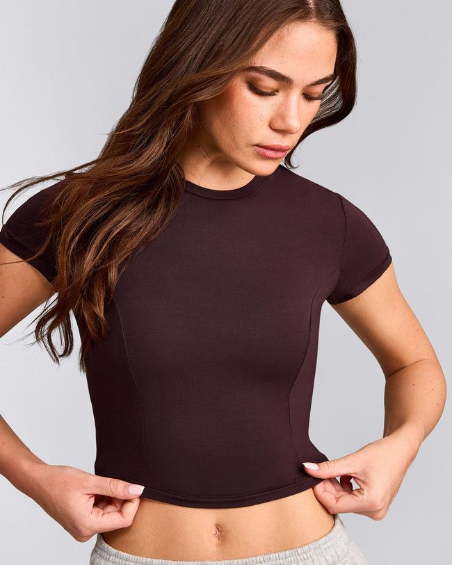 Mellow™ Motion Crew Neck Mid Top | Plum Brown