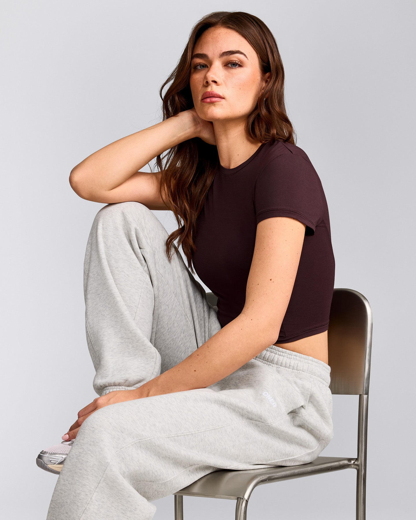Mellow™ Motion Crew Neck Mid Top | Plum Brown