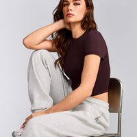 Mellow™ Motion Crew Neck Mid Top | Plum Brown