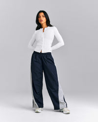 Mellow™ Rib Long Sleeve Cardigan with Embroidered Logo | White
