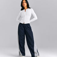 Mellow™ Rib Long Sleeve Cardigan with Embroidered Logo | White