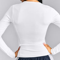 Mellow™ Rib Long Sleeve Cardigan with Embroidered Logo | White