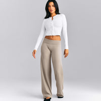 Mellow™ Rib Mid Long Sleeve Cardigan with Embroidered Logo | White