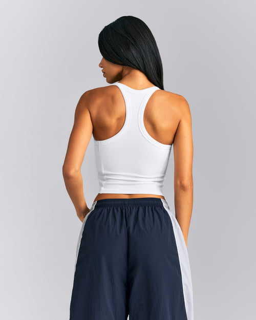 Mellow™ Rib Racer Back Mid Vest with Built in Bra Shelf | White