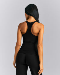 Mellow™ Rib Racer Back Vest with Built in Bra Shelf | Black
