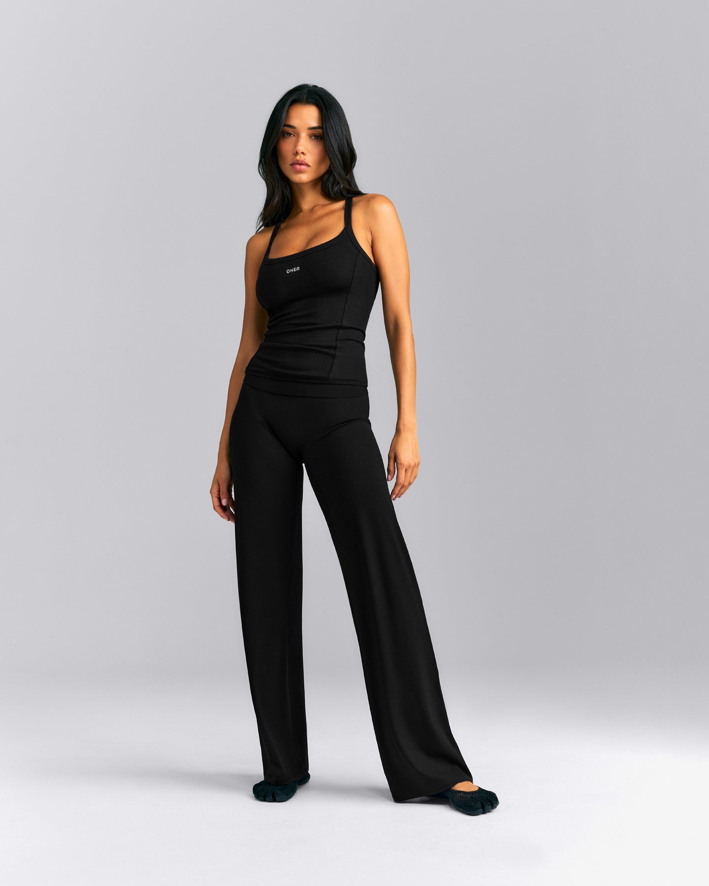 Mellow™ Rib Racer Back Vest with Built in Bra Shelf | Black