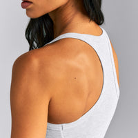 Mellow™ Rib Racer Back Vest with Built in Bra Shelf | Light Grey Marl
