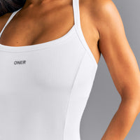 Mellow™ Rib Racer Back Vest with Built in Bra Shelf | White