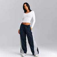 Mellow™ Rib V Neck Mid Long Sleeve Top | White