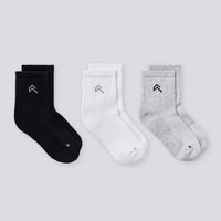 Mid Crew Socks 3 Pack | Grey/White/Black