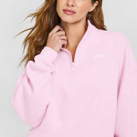 Mid Weight 1/4 Zip Sweatshirt | Chalk Pink
