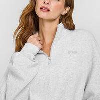 Mid Weight 1/4 Zip Sweatshirt | Light Grey Marl