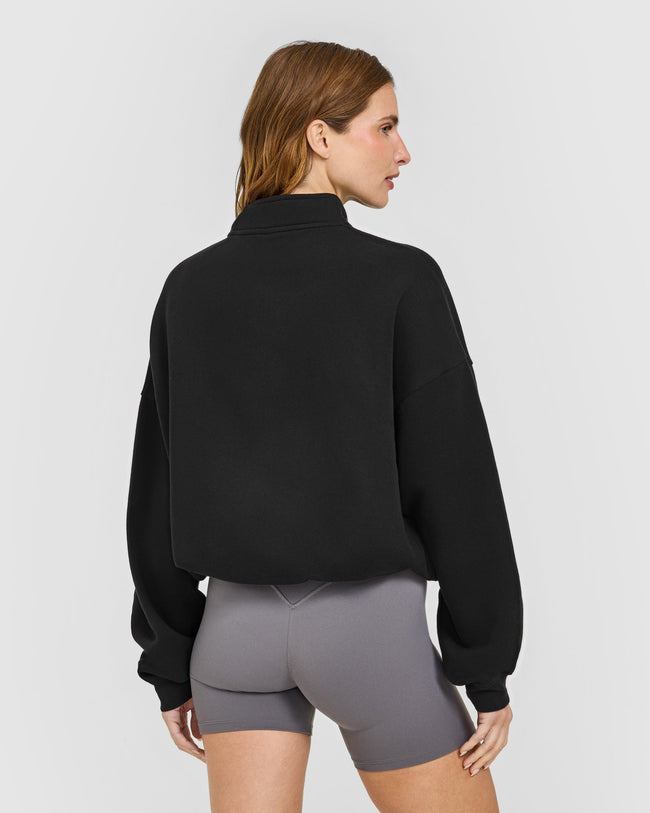 Mid Weight 1/4 Zip Sweatshirt | Soft Black