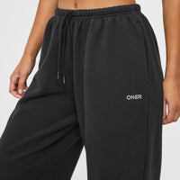Mid Weight Relaxed Straight Leg Joggers | Soft Black