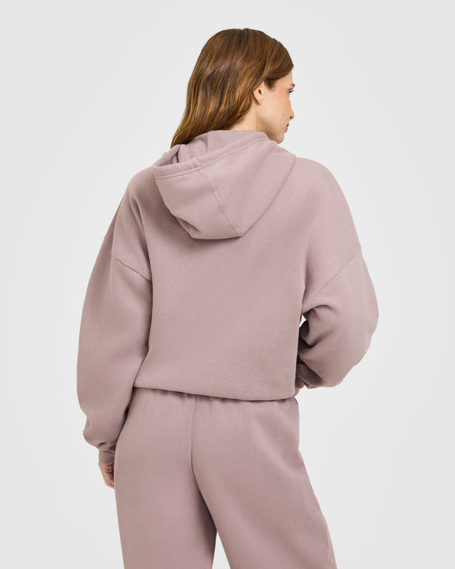 Mid Weight Relaxed Zip Through Hoodie | Dusty Purple