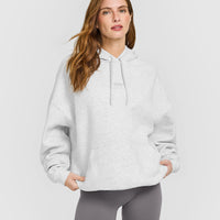 Mid Weight Relaxed Hoodie | Light Grey Marl