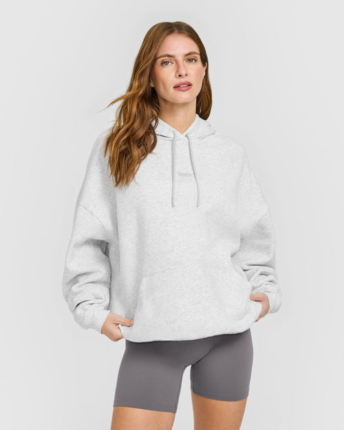Mid Weight Relaxed Hoodie | Light Grey Marl