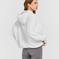 Mid Weight Relaxed Hoodie | Light Grey Marl