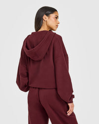 Mid Weight Relaxed Zip Through Hoodie | Rosewood