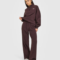 Mid Weight Relaxed Straight Leg Joggers | Plum Brown