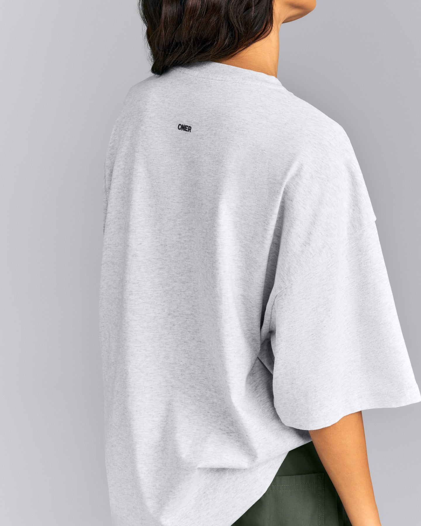 Oversized Cotton Short Sleeve T-Shirt | Light Grey Marl