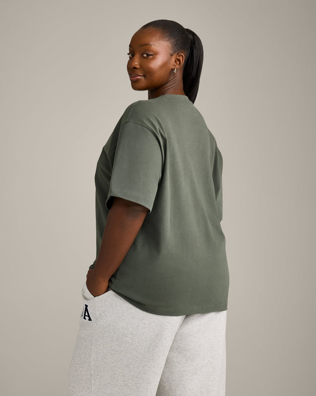 Oversized Oner Girlfriend Washed T-Shirt | Washed Dark Khaki