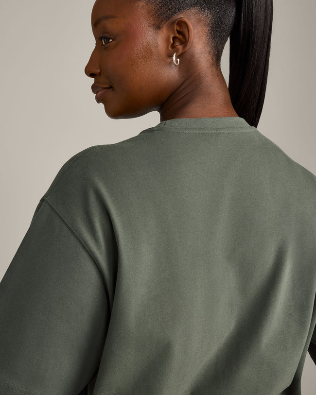 Oversized Oner Girlfriend Washed T-Shirt | Washed Dark Khaki