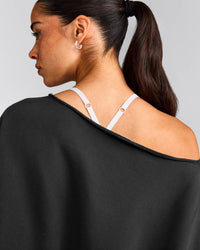 Cotton Vintage Lounge Off-The-Shoulder Sweatshirt | Washed Black