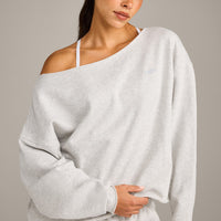 Raw Cut Lounge Off-The-Shoulder Sweatshirt | Light Grey Marl